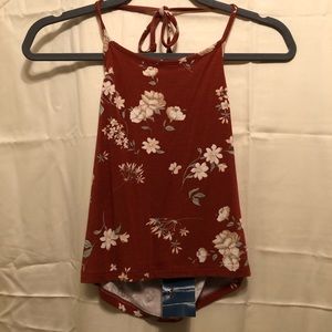 NWT Brandy Melville Red Floral Sachi Halter Top